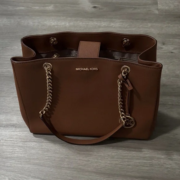 Michael Kors Susannah Large Leather Tote Bag — Luggage Brown - Picture 3 of 14